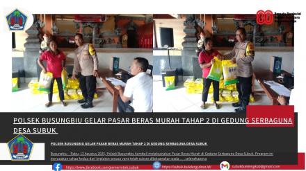 POLSEK BUSUNGBIU GELAR PASAR BERAS MURAH TAHAP 2 DI GEDUNG SERBAGUNA DESA SUBUK