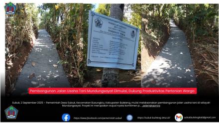 Pembangunan Jalan Usaha Tani Munduk satya Dimulai, Dukung Produktivitas Pertanian Warga